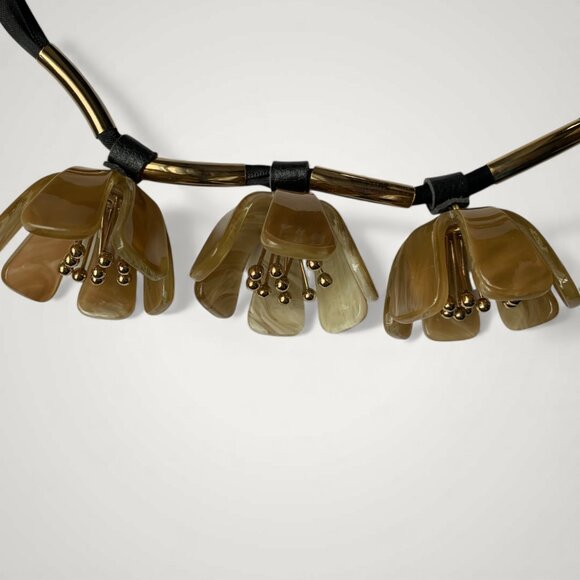 Marni Resin & Metal Silk Ribbon Collar Necklace - Picture 3 of 3